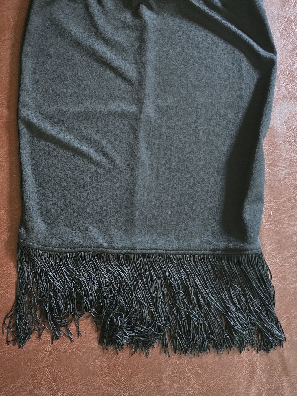 Black Fringe Hem Knit Skirt
